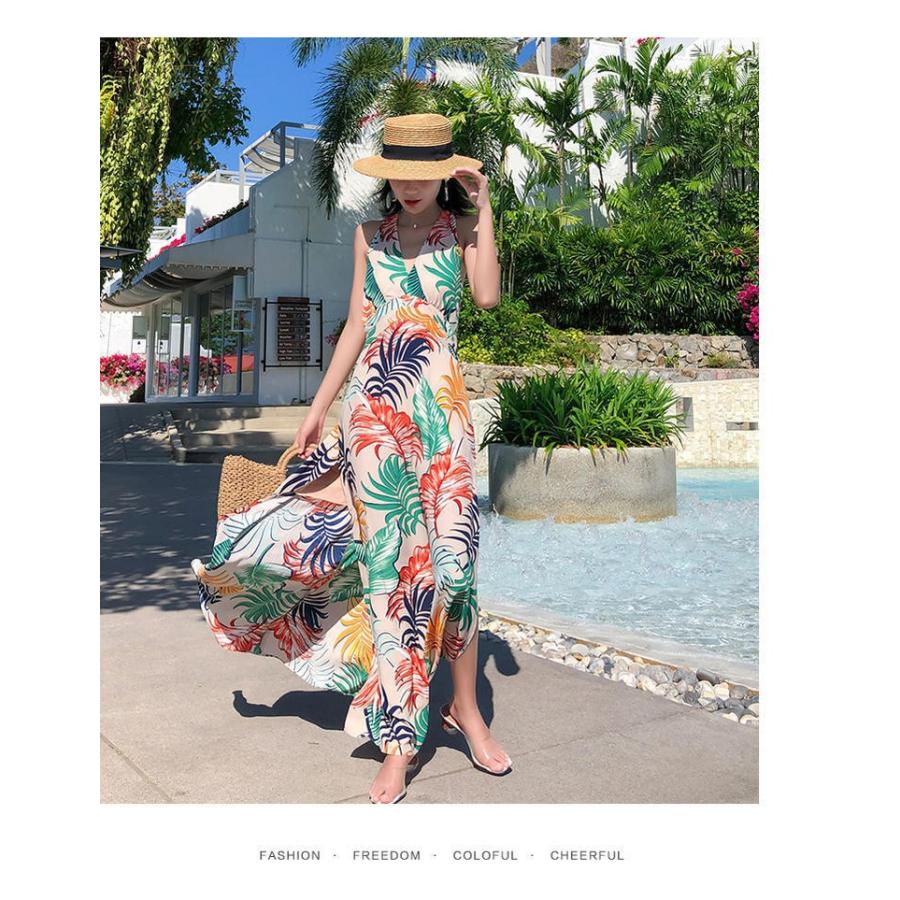 サマードレス 安い 可愛い バカンス ドレス リゾート 海 ビーチ 夏 ワンピース 大人 ロング 花柄 ハワイアン スリット ホルターネック Yasu0529 リラークショップ 通販 Yahoo ショッピング