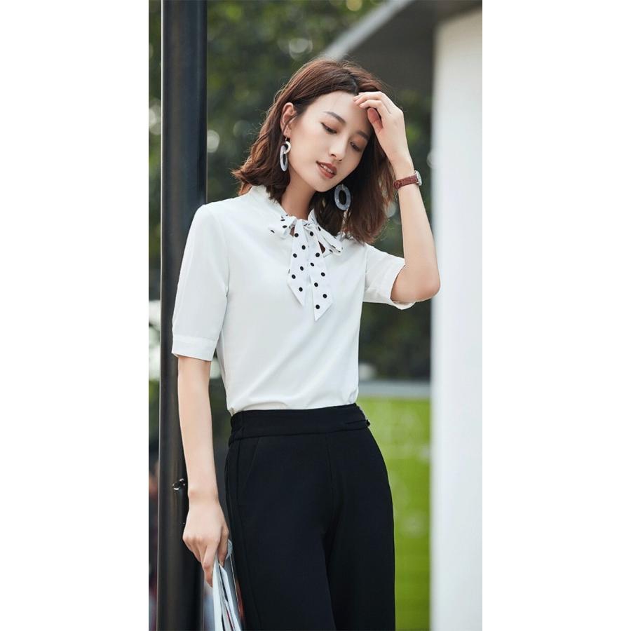 シフォンシャツ ブラウス シャツ レディース リボンタイ ５分袖 半袖 ｏｌ 通勤 ビジネス 夏 リボン 綺麗め 安い 可愛い Yasu リラークショップ 通販 Yahoo ショッピング
