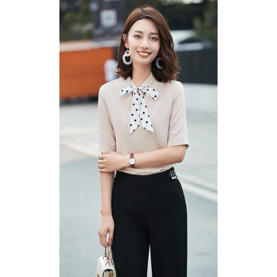 シフォンシャツ ブラウス シャツ レディース リボンタイ ５分袖 半袖 ｏｌ 通勤 ビジネス 夏 リボン 綺麗め 安い 可愛い Yasu リラークショップ 通販 Yahoo ショッピング