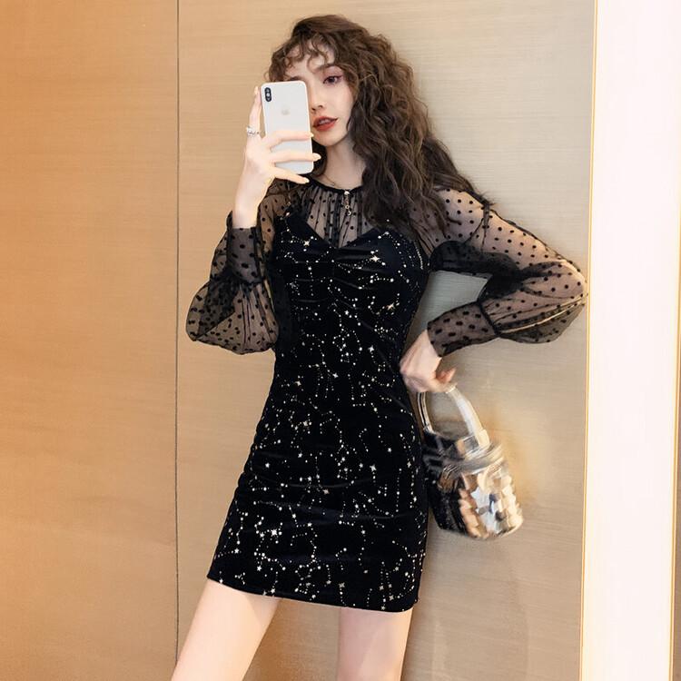 ワンピース セクシー ミニ丈 Aライン シースルー 透け感 長袖 Aライン ミニ丈 キャミワンピース ツーピース トップス キャバ ギャル Yasu リラークショップ 通販 Yahoo ショッピング
