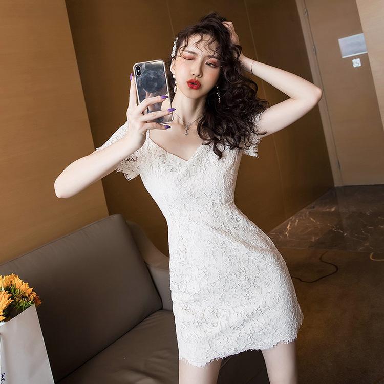 ワンピース 安い 可愛い 夏 セクシー Aライン フェミニン レース ミニ丈 ミニワンピース Vネック 総レース 半袖 フェミニン Yasu リラークショップ 通販 Yahoo ショッピング