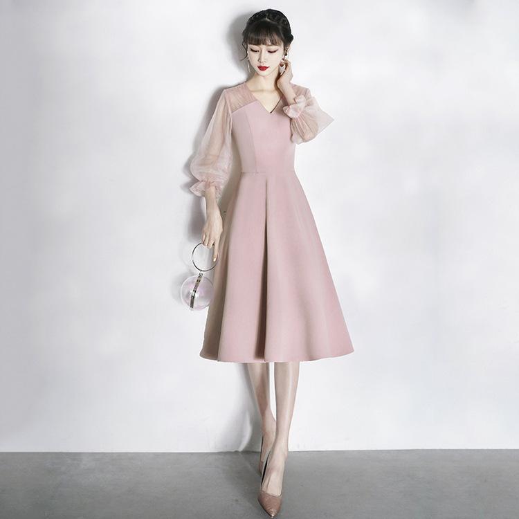 パーティードレス 安い 可愛い ミディアム ひざ丈 フレア ワンピース ワンピ 長袖 発表会 演奏会 ピンクミドル Yasu リラークショップ 通販 Yahoo ショッピング