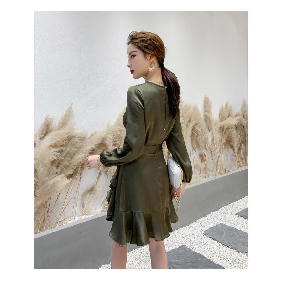 ワンピース 長袖 安い 可愛い ミニ丈 ラップ フリル Aライン ミニワンピース ワンピ お出かけ お呼ばれ セクシー 安い 可愛い Yasu リラークショップ 通販 Yahoo ショッピング