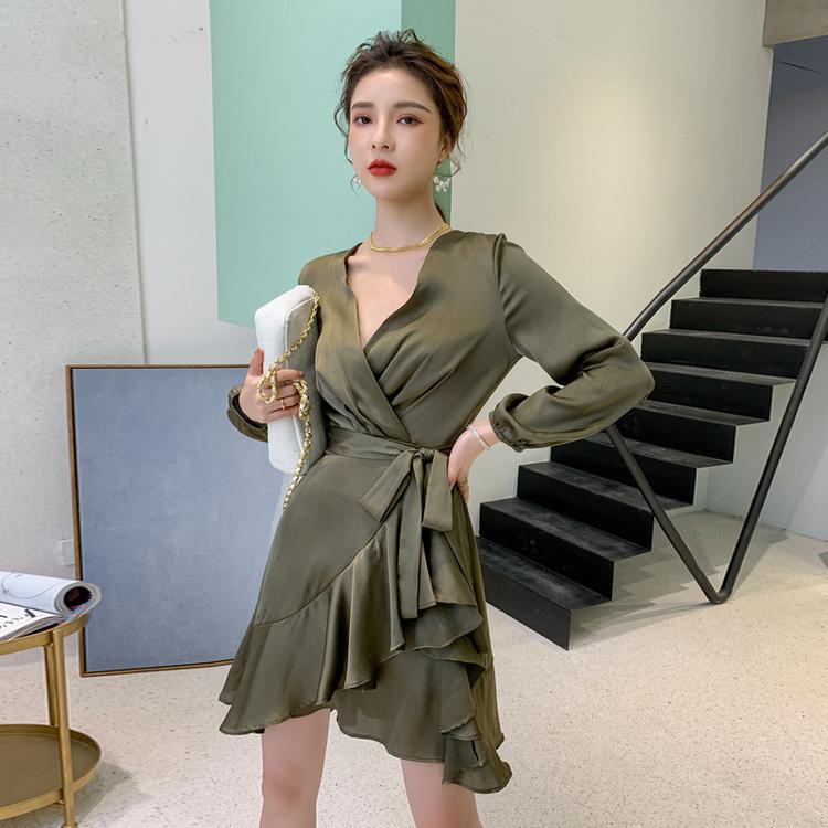 ワンピース 長袖 安い 可愛い ミニ丈 ラップ フリル Aライン ミニワンピース ワンピ お出かけ お呼ばれ セクシー 安い 可愛い Yasu リラークショップ 通販 Yahoo ショッピング