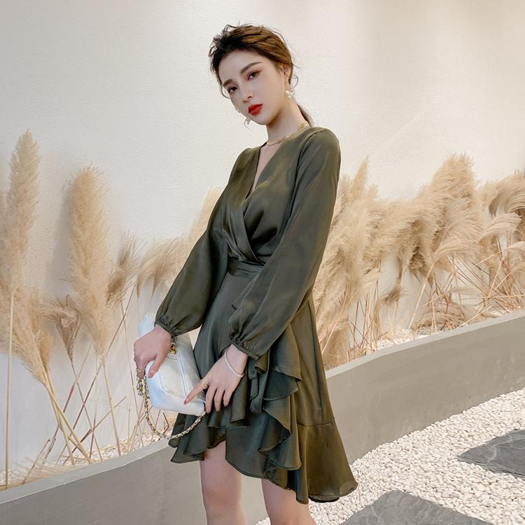 ワンピース 長袖 安い 可愛い ミニ丈 ラップ フリル Aライン ミニワンピース ワンピ お出かけ お呼ばれ セクシー 安い 可愛い Yasu リラークショップ 通販 Yahoo ショッピング