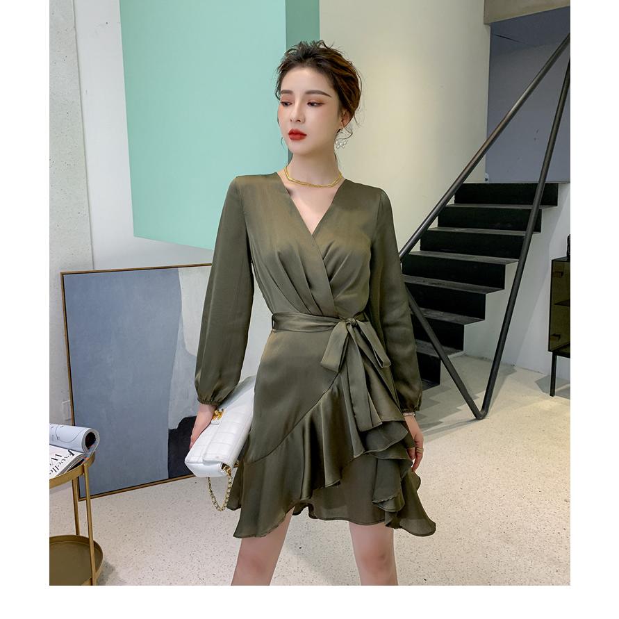 ワンピース 長袖 安い 可愛い ミニ丈 ラップ フリル Aライン ミニワンピース ワンピ お出かけ お呼ばれ セクシー 安い 可愛い Yasu リラークショップ 通販 Yahoo ショッピング