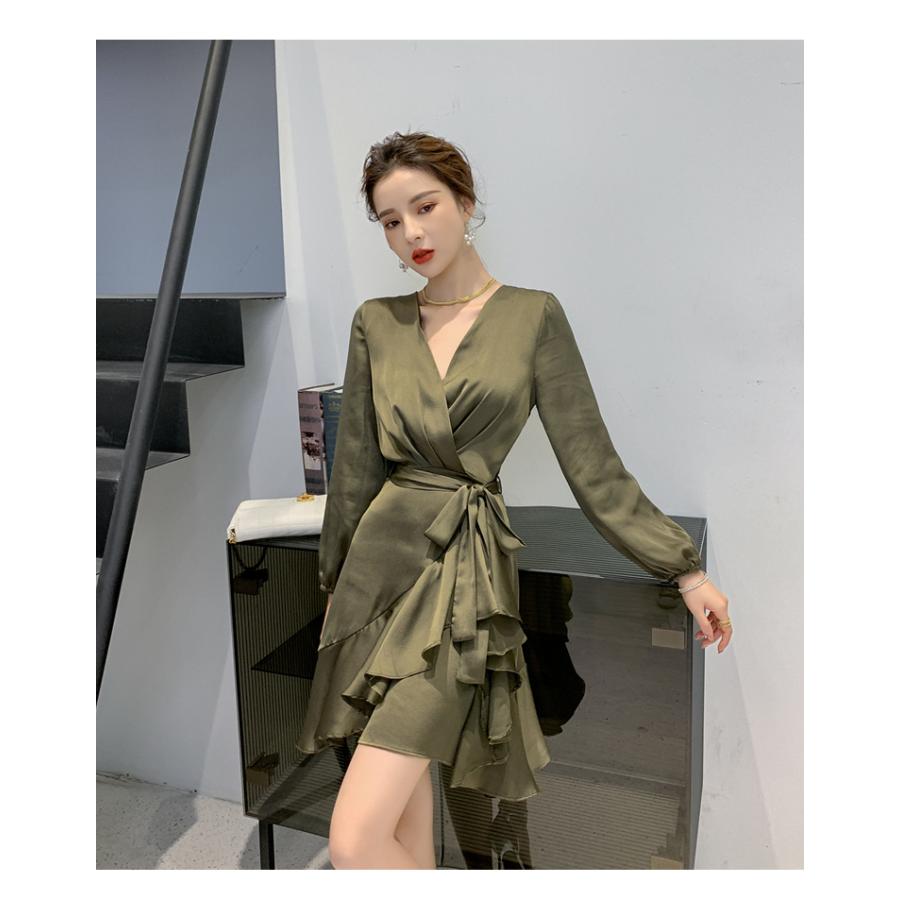 ワンピース 長袖 安い 可愛い ミニ丈 ラップ フリル Aライン ミニワンピース ワンピ お出かけ お呼ばれ セクシー 安い 可愛い Yasu リラークショップ 通販 Yahoo ショッピング