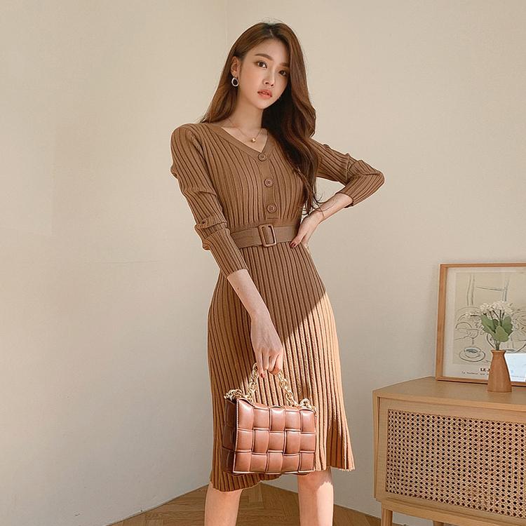 ワンピース ニット ひざ丈 長袖 ニットワンピ 大人 綺麗め 大人可愛い 大人カジュアル お出かけ Ol 通勤 オフィス デート 秋 冬 Yasu リラークショップ 通販 Yahoo ショッピング