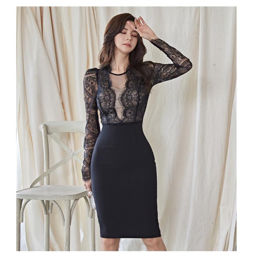 最も優遇 レース タイト ワンピース お出掛け ホテル 食事会 デート 二次会a 60 Off