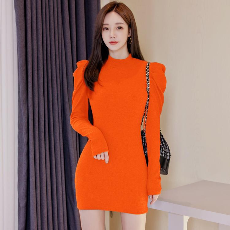 秋 冬 ワンピース ミニ セーター ニット ニットワンピース 安い 可愛い お出かけ デート クリスマス パフスリーブ Yasu1440 リラークショップ 通販 Yahoo ショッピング