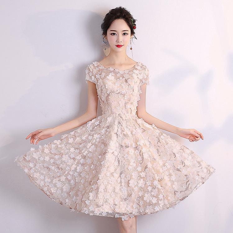 パーティードレス 安い 可愛い イブニングドレス 立体花 フレア 花柄 結婚式 披露宴 発表会 演奏会 ミニドレス カラードレス 花ショート Yasu リラークショップ 通販 Yahoo ショッピング