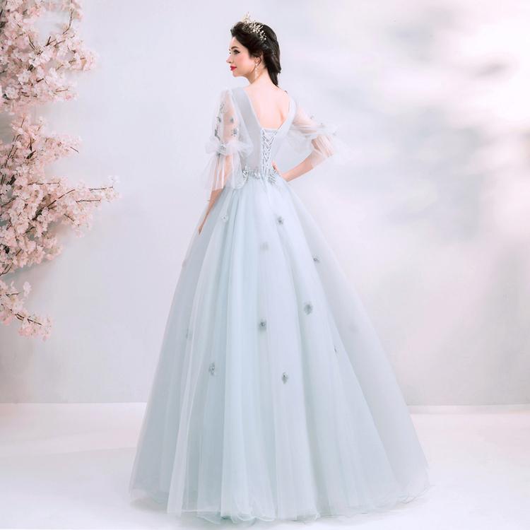 送料込 花嫁 ウェディン プリンセスライン 可愛い 花モチーフ フィッシュテール 薄紫 高品質 カラードレス ドレス Indonesiadevelopmentforum Com