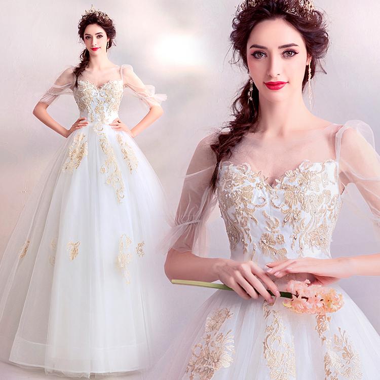 ウエディングドレス パーティードレス 安い 可愛い 結婚式 披露宴 花嫁 ブライダル チュール 刺繍 Aライン パーティ シースルー Yasu リラークショップ 通販 Yahoo ショッピング