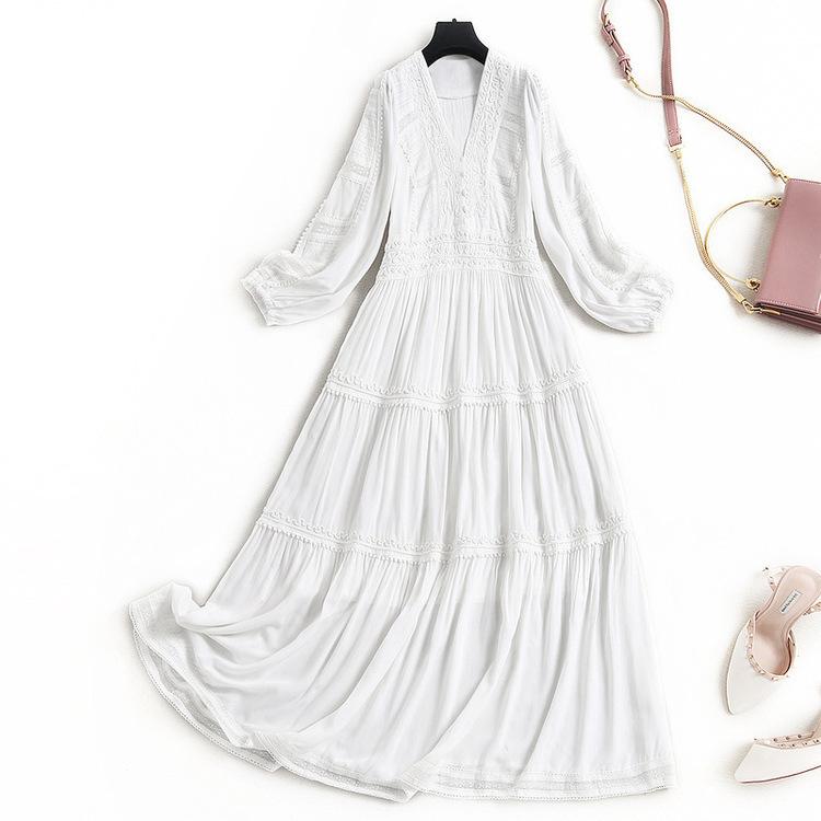 ワンピース 安い 可愛い レディース 長袖 ロング お出かけ お呼ばれ エレガント Aライン スリット Ol 通勤 白 ホワイト ティアード Yasu リラークショップ 通販 Yahoo ショッピング