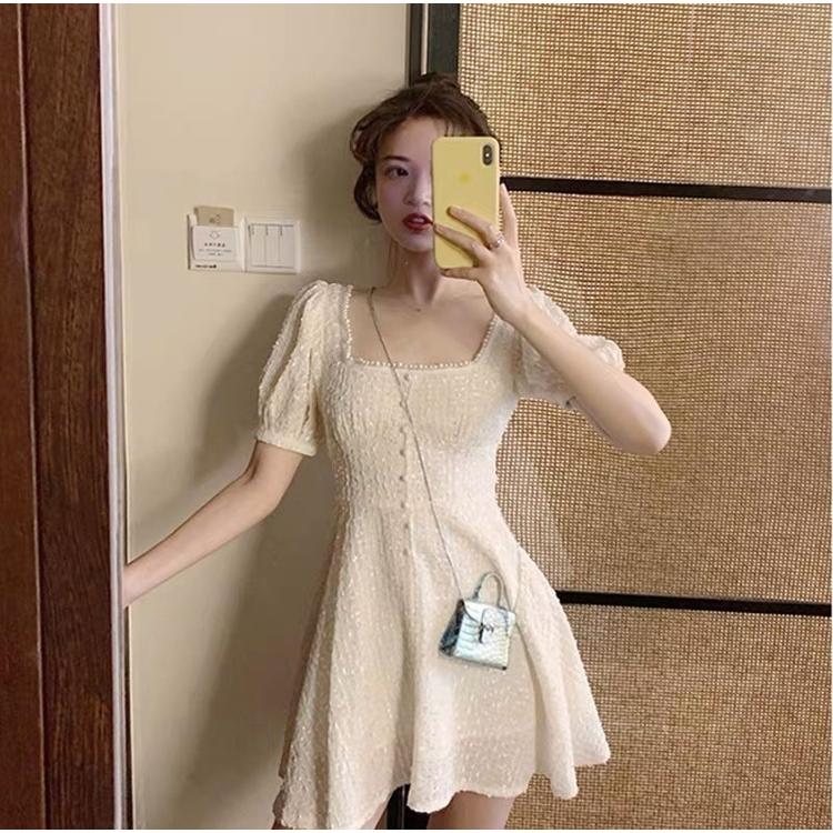 ワンピース レディース 安い 可愛い 代 ワンピ ハイウエスト ミニワンピース ミニ 半袖 スクエアネック パフスリーブ Yasu リラークショップ 通販 Yahoo ショッピング