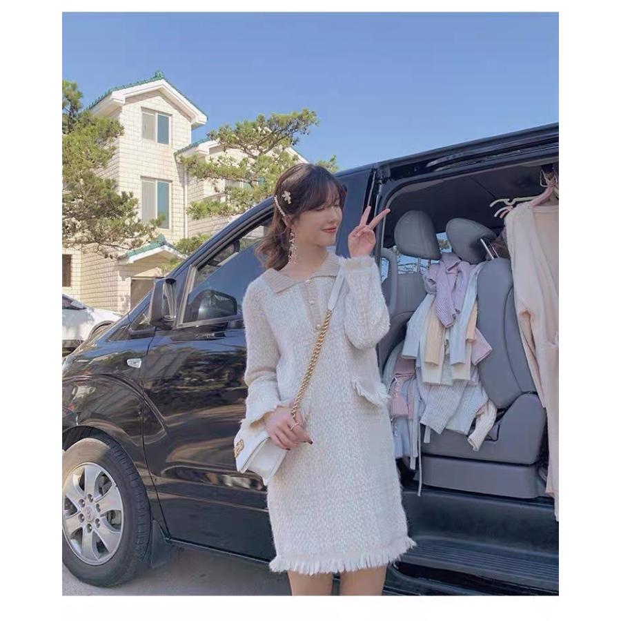 ワンピース 安い 可愛い ミニワンピース ニット ツイード風 長袖 ｉライン 代 30代 ｏｌ 通勤 ディナー デート Yasu リラークショップ 通販 Yahoo ショッピング