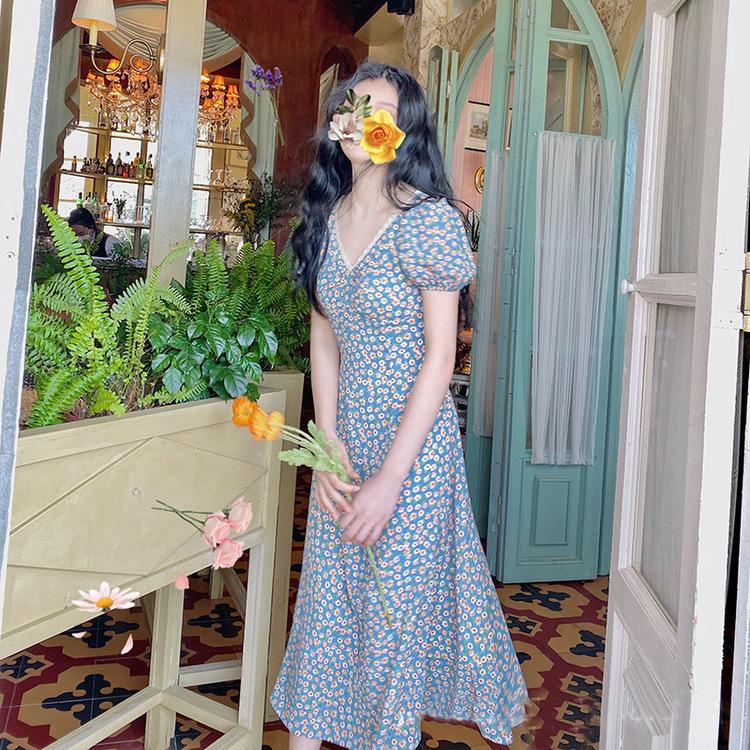 ワンピース レディース 安い 可愛い Ol 通勤 オフィス ｖネック 花柄 清楚 パフスリーブ 大人可愛い 学生 Yasu リラークショップ 通販 Yahoo ショッピング