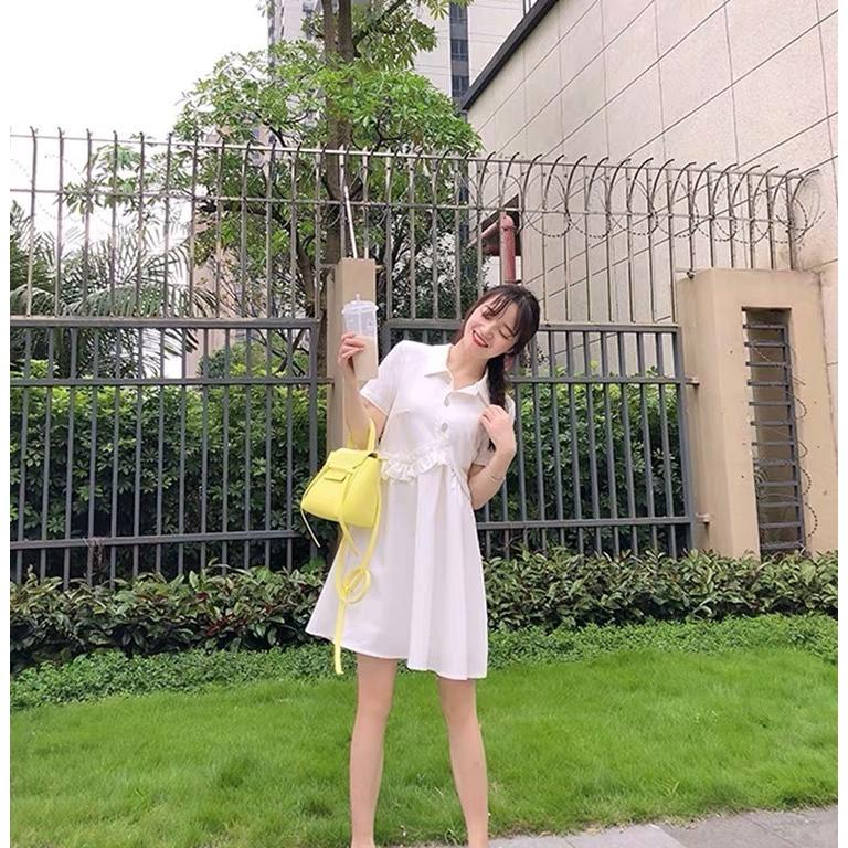 ワンピース 安い 可愛い 半袖 襟付き シャツワンピ シャツワンピース お出かけ お呼ばれ フリル Aライン Yasu リラークショップ 通販 Yahoo ショッピング