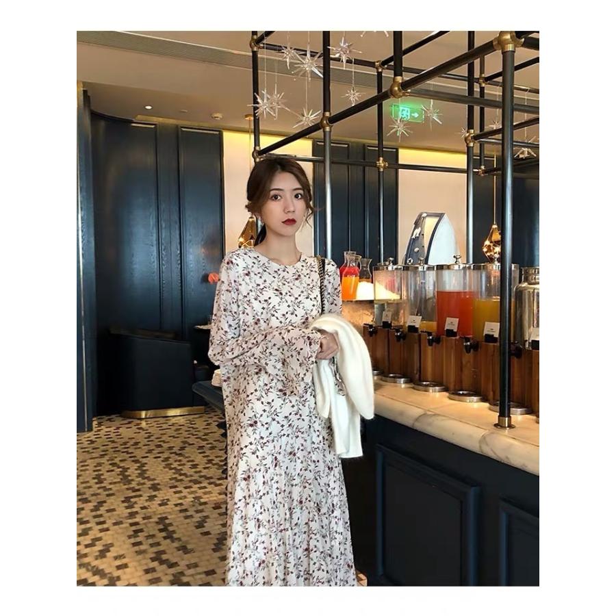 ワンピ ワンピース レディース 安い 可愛い 長袖 ロング 柄 花柄 ラウンドネック 代 30代 40代 Ol 通勤 Aライン Yasu リラークショップ 通販 Yahoo ショッピング