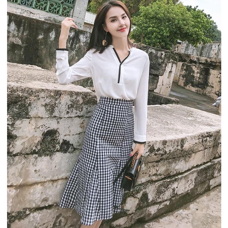 セットアップロングスカート シャツ ブラウス シャツ 長袖 二次会 通勤 ツーピース フィッシュテールスカート Yoko リラークショップ 通販 Yahoo ショッピング