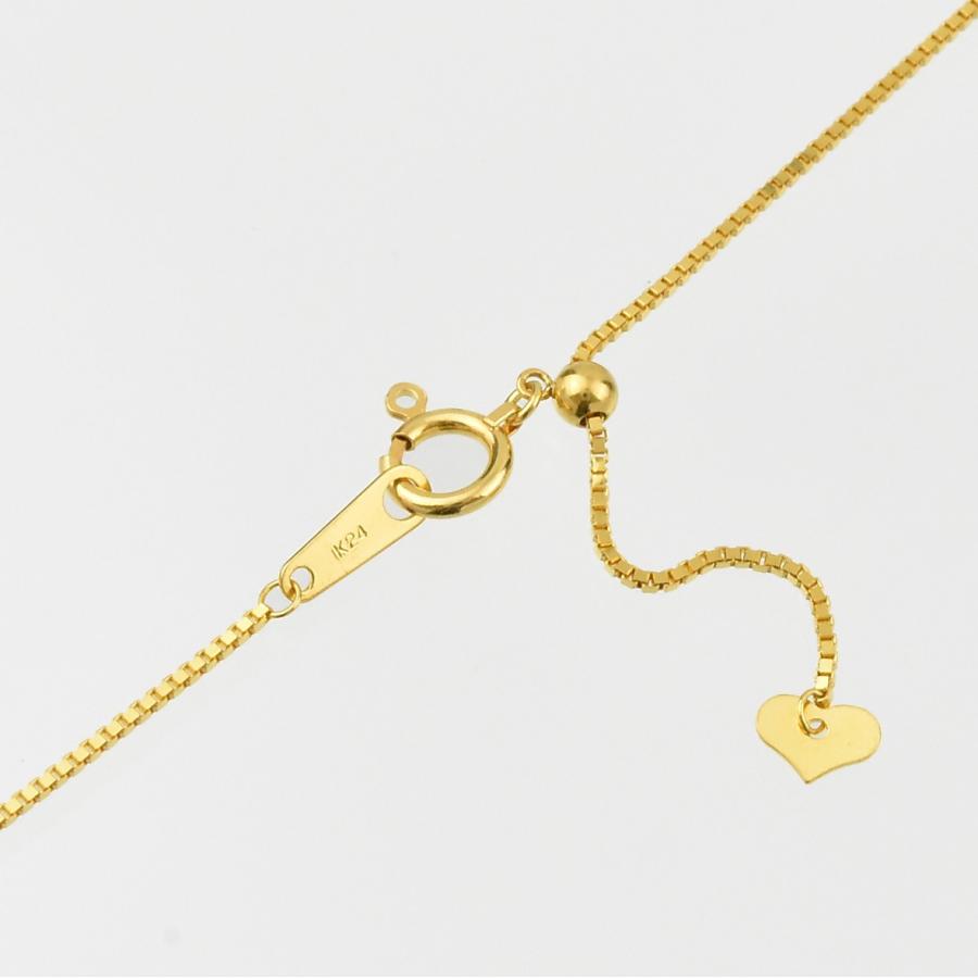 純金 ベネチアン チェーンネックレス K24 0.8mm幅 45cm スライド機能  