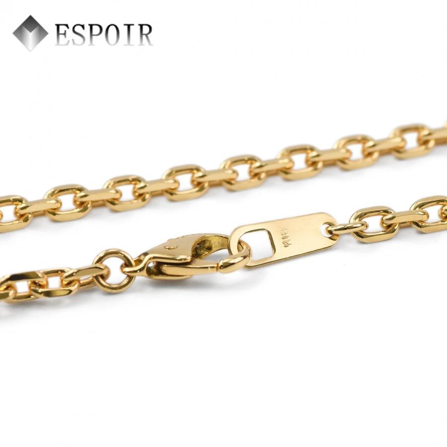 18金 角小豆 チェーンネックレス K18 3.2mm幅 50cm 約17.72g 1.0