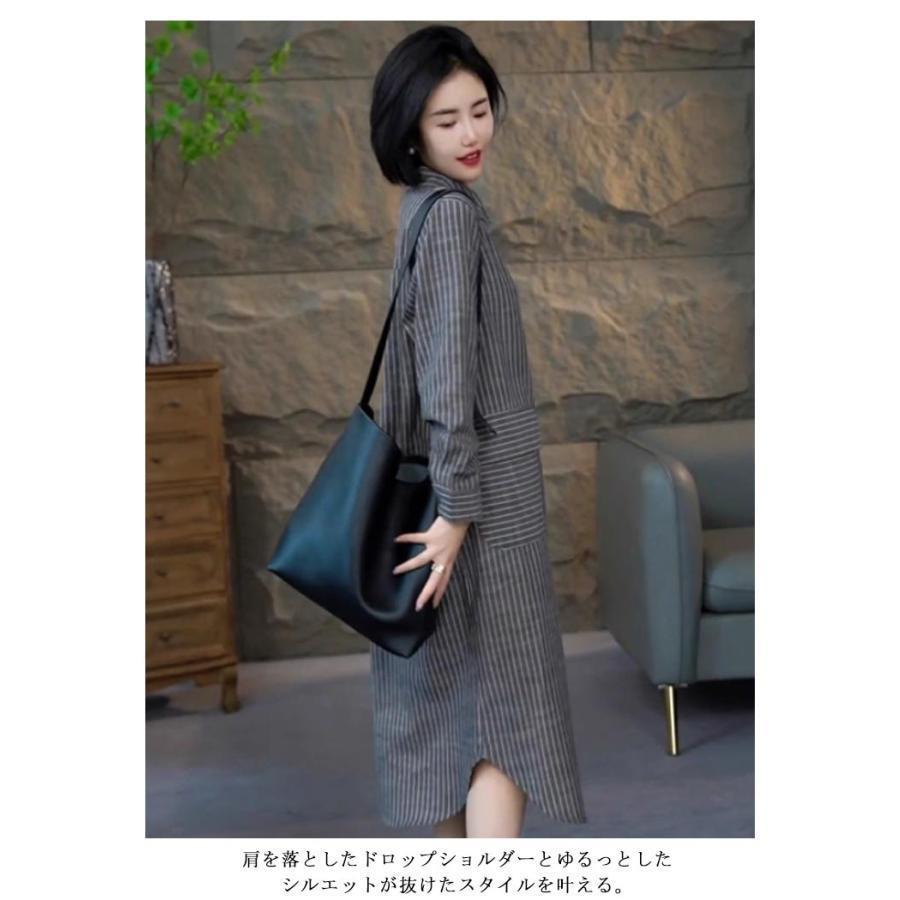 綿麻ワンピース レディース 秋 チュニック ゆったり 夏 リネン混 綿麻 