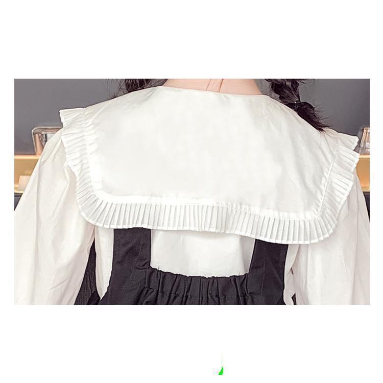 キッズ 女の子 長袖ワンピース ワンピース 子供服 キャミワンピース＆長袖シャツセット 長袖 韓国子供服 発表会 キッズ 女の子 黒 ブラウン 春 秋の画像