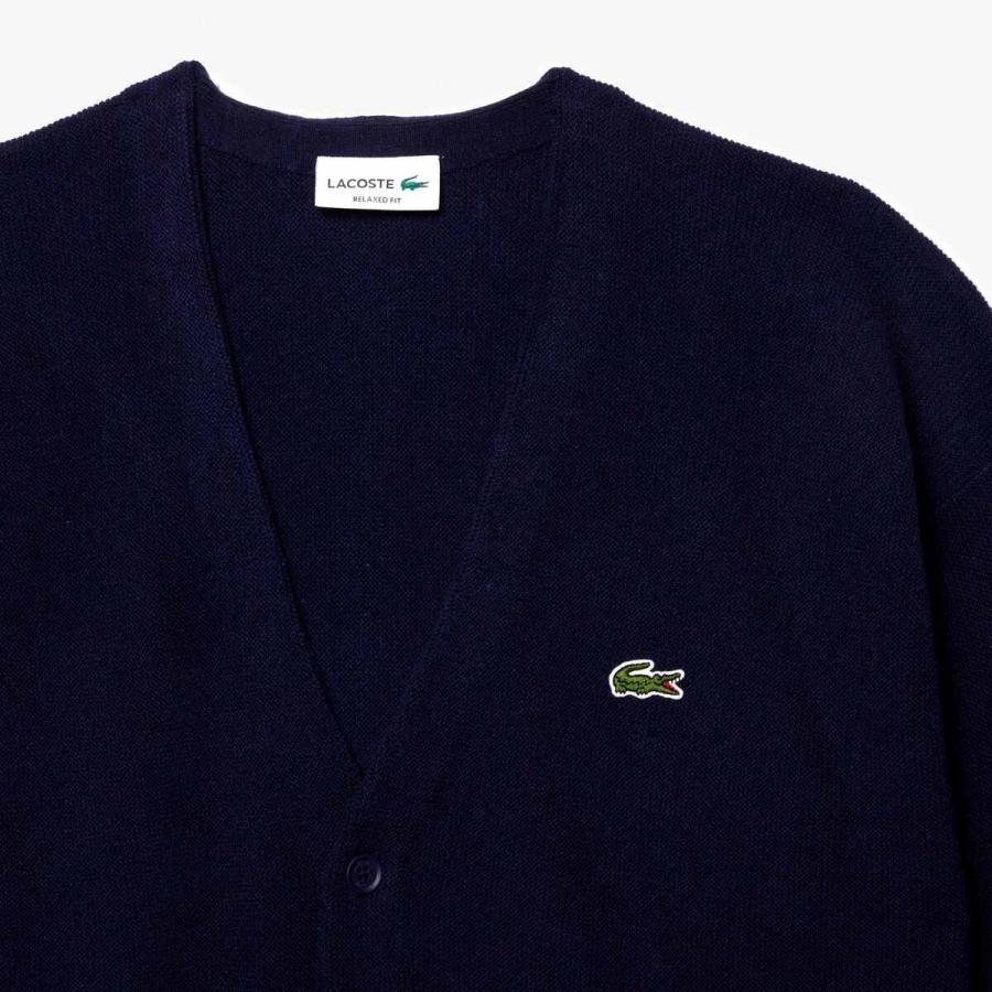 LACOSTE（ラコステ） ガーター編みVネックカーディガン AH0397L 166