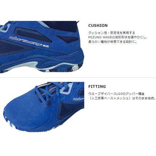 ミズノ MIZUNO ウエーブダイバース LG 4Ltd K1GF2275 26 ブルー×ネイビー メンズ レディース エクササイズ ジム 靴 ダンスシューズ エアロビクス 2E相当｜esports｜09