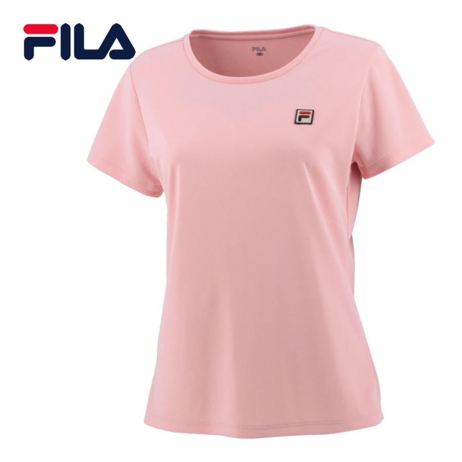 25825 FILA レディース 半袖カットソー ピンクX白ボーダー サイズXL