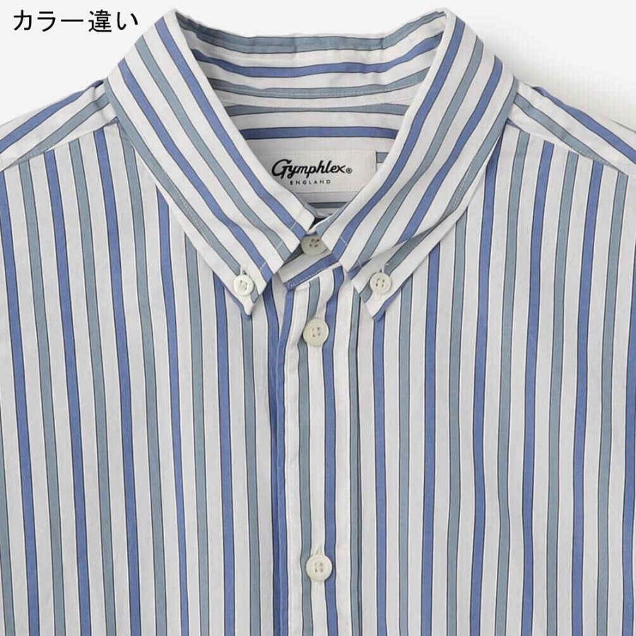 ジムフレックス GYMPHLEX ビッグボタンダウンシャツ ストライプ #GY-B0152 MUL グリーン×ホワイト レディース 母の日 プレゼント シンプル 長袖シャツの画像