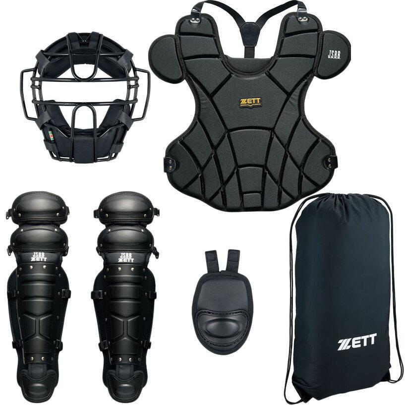 ZETT JSBB キャッチャー用防具セット ジュニア ネイビー 収納袋付き