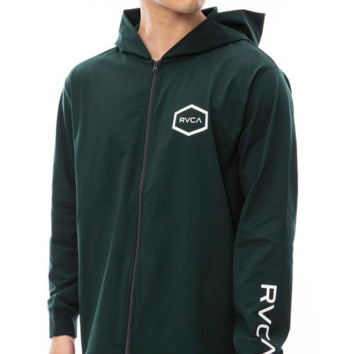 ルーカ RVCA ヘックス ラッシュガード サーフ フーディ BE041800 OGR メンズ 2024春夏モデル 長袖 ジップアップ パーカー フード 羽織り 日よけ 紫外線対策｜esports｜03