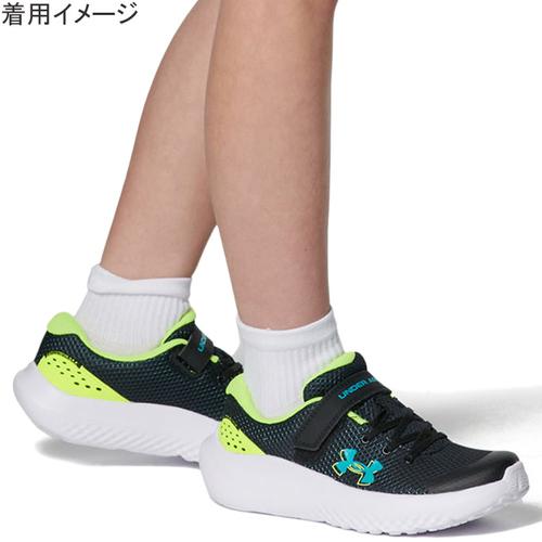 アンダーアーマー UNDER ARMOUR サージ4 AC 3027104 003 ブラック/イエロー/ティール キッズ ランニングシューズ マラソン ジョギング 陸上 部活 トレーニング｜esports｜02