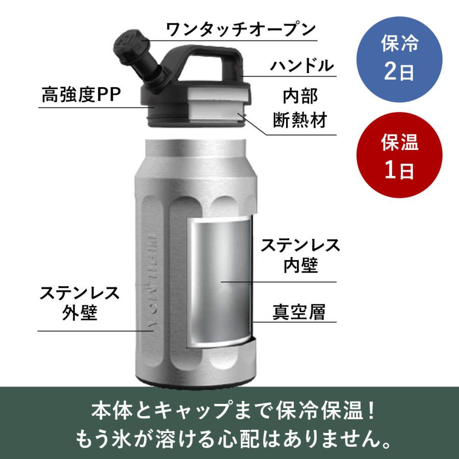 ピルモア 大容量 真空タンブラー 2L E2000 タンブラー ウォータータンク アイスコンテナ ボトル 魔法瓶 保冷 保温 ステンレス アウトドア キャンプ バーベキュー | PILMOA | 07
