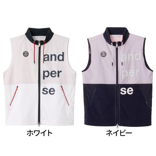 and per se アンパスィ ベスト M Vネック ゴルフウェア 美品 and per se（アンパスィ） 中綿ベスト レディース ゴルフウェア バック