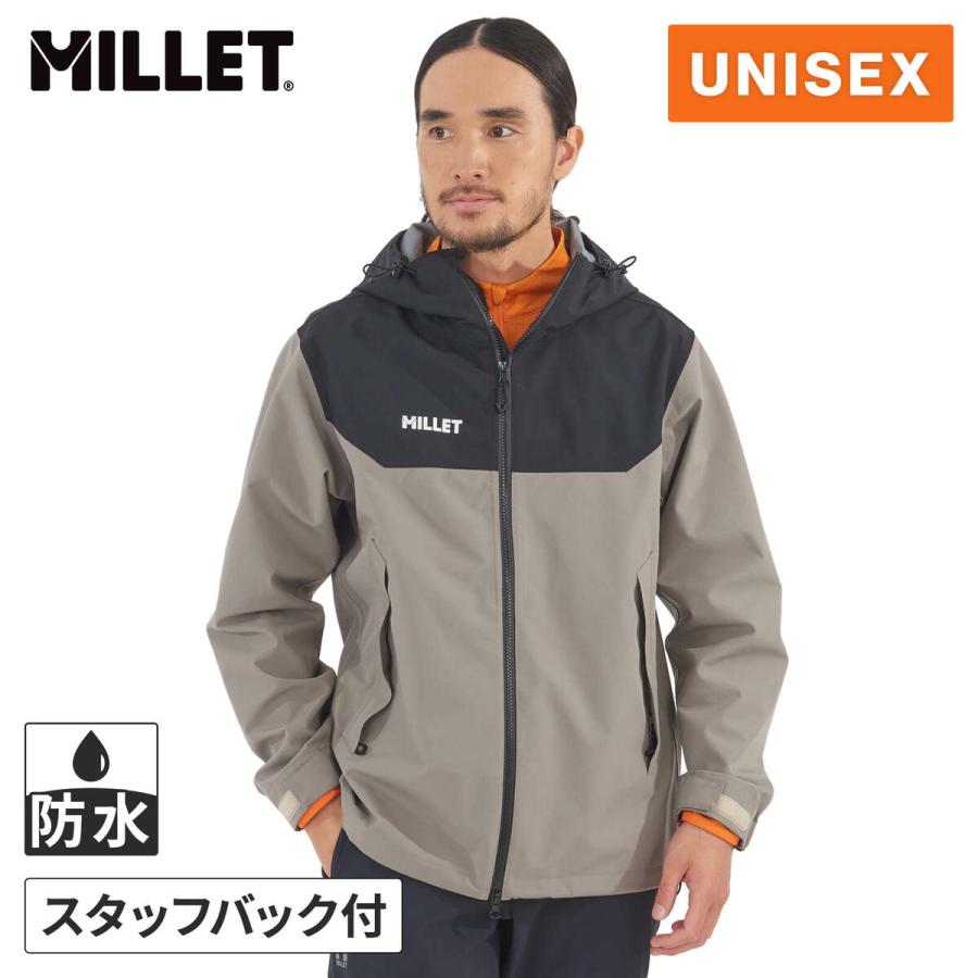訳あり) 防水透湿 Millet フード付き ダウンジャケット グレー ミレー