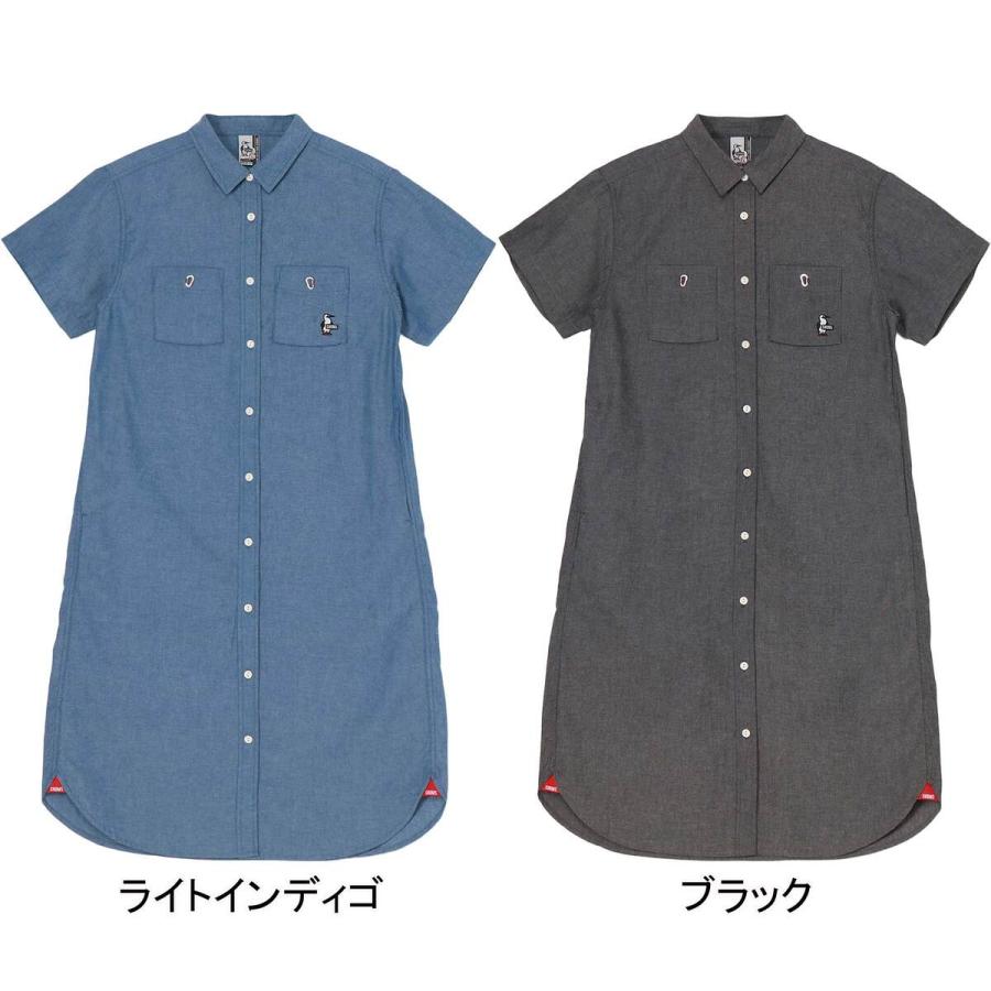 チャムス CHUMS ヤーンダイド シャンブレー ショートスリーブドレス CH18-1345 レディース 2025春夏モデル トップス 半袖シャツ ボタンダウンシャツ_3