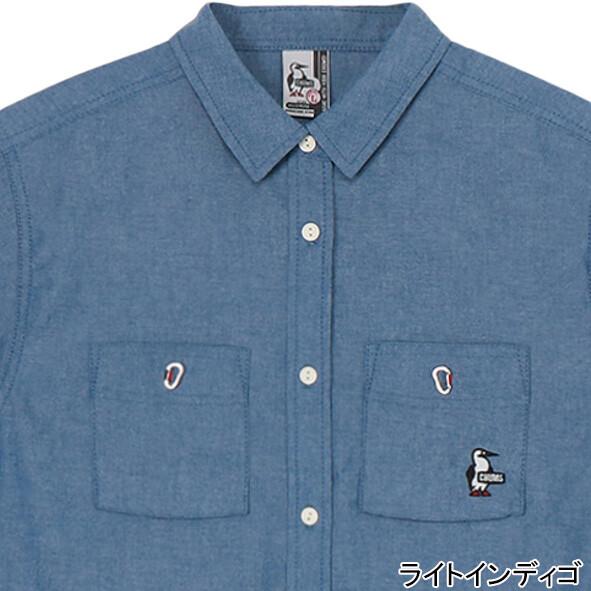 チャムス CHUMS ヤーンダイド シャンブレー ショートスリーブドレス CH18-1345 レディース 2025春夏モデル トップス 半袖シャツ ボタンダウンシャツ_4