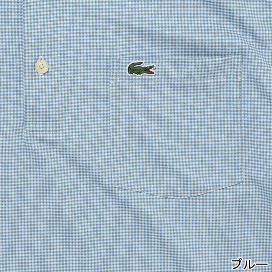 ラコステ LACOSTE マイクロチェックポロシャツ PH6364-99 メンズ 半袖 ポロシャツ トップス ボタンダウン 衿 襟 消臭 速乾 UVカット カジュアル ウェアの画像