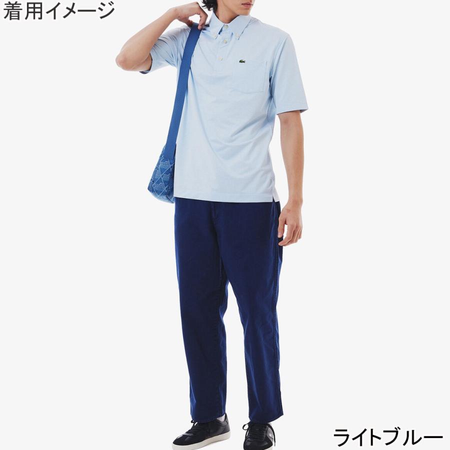 ラコステ LACOSTE マイクロチェックポロシャツ PH6364-99 メンズ 半袖 ポロシャツ トップス ボタンダウン 衿 襟 消臭 速乾 UVカット カジュアル ウェアの画像