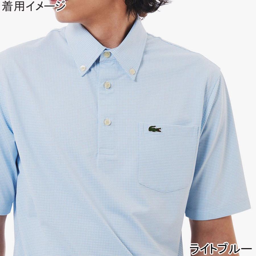 ラコステ LACOSTE マイクロチェックポロシャツ PH6364-99 メンズ 半袖 ポロシャツ トップス ボタンダウン 衿 襟 消臭 速乾 UVカット カジュアル ウェアの画像