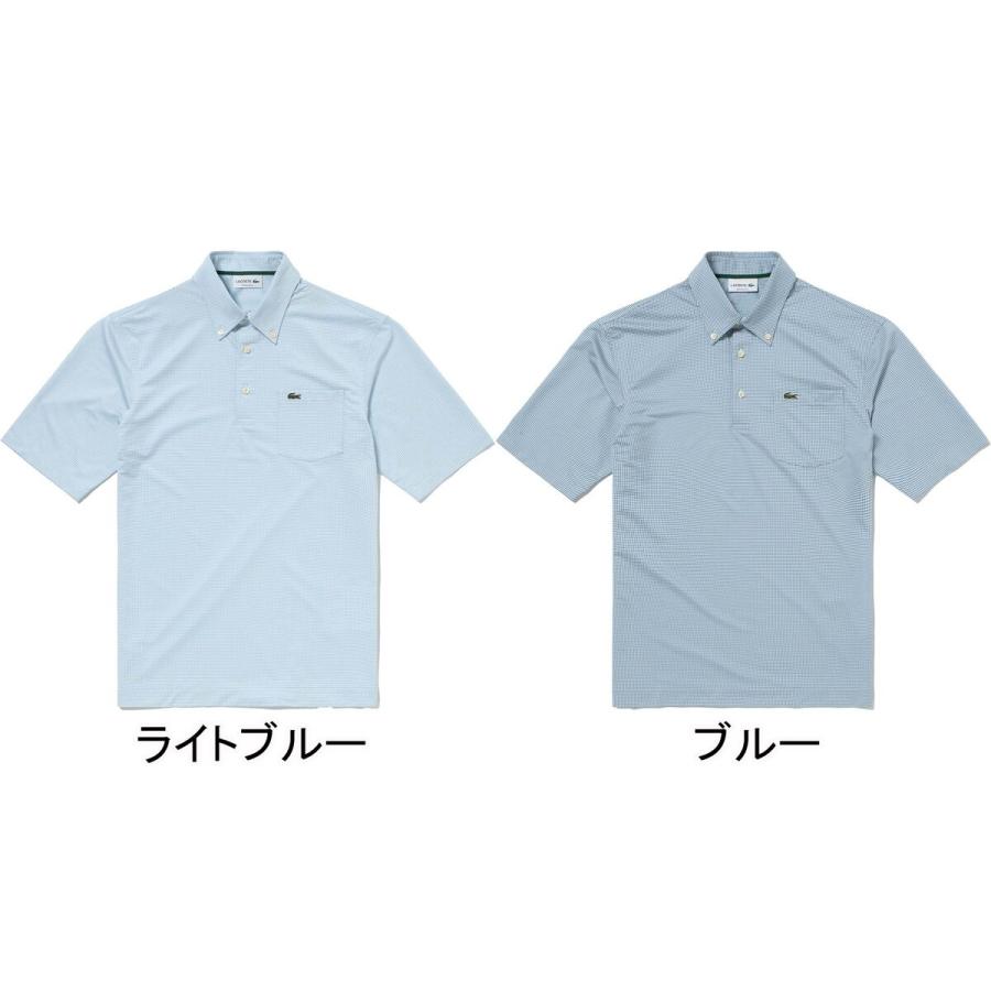 ラコステ LACOSTE マイクロチェックポロシャツ PH6364-99 メンズ 半袖 ポロシャツ トップス ボタンダウン 衿 襟 消臭 速乾 UVカット カジュアル ウェアの画像