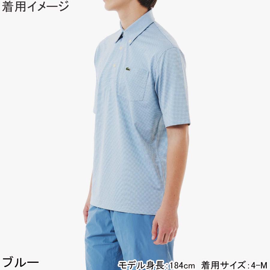 ラコステ LACOSTE マイクロチェックポロシャツ PH6364-99 メンズ 半袖 ポロシャツ トップス ボタンダウン 衿 襟 消臭 速乾 UVカット カジュアル ウェアの画像