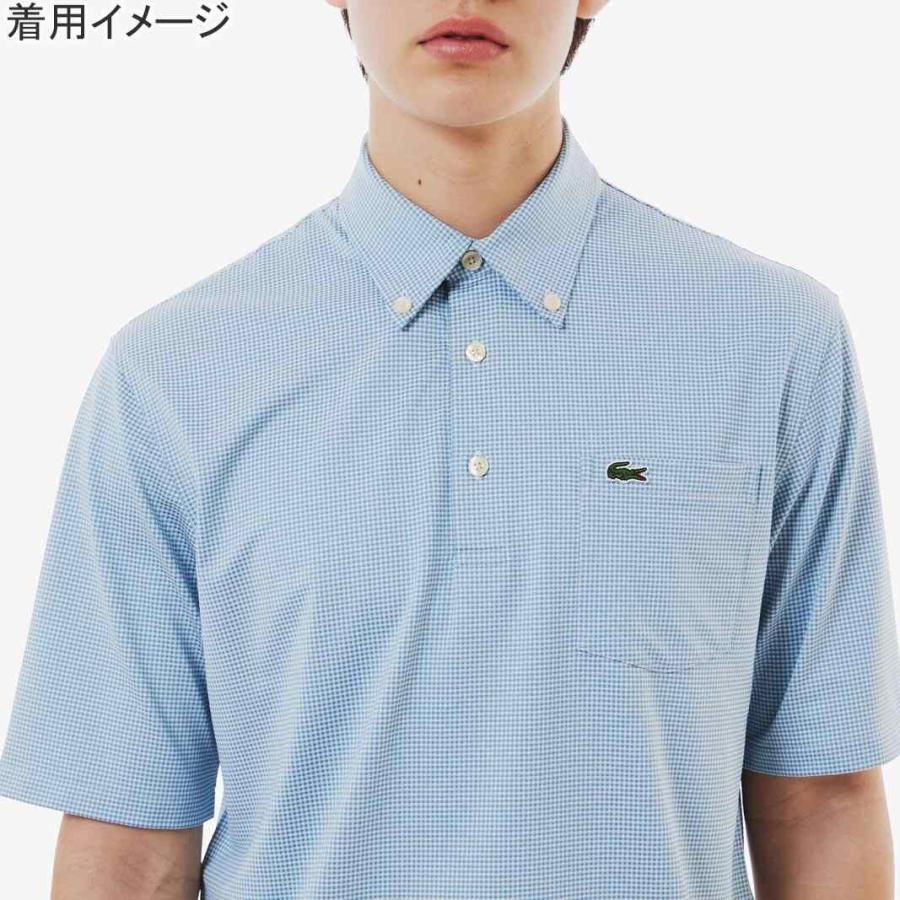ラコステ LACOSTE マイクロチェックポロシャツ PH6364-99 メンズ 半袖 ポロシャツ トップス ボタンダウン 衿 襟 消臭 速乾 UVカット カジュアル ウェアの画像