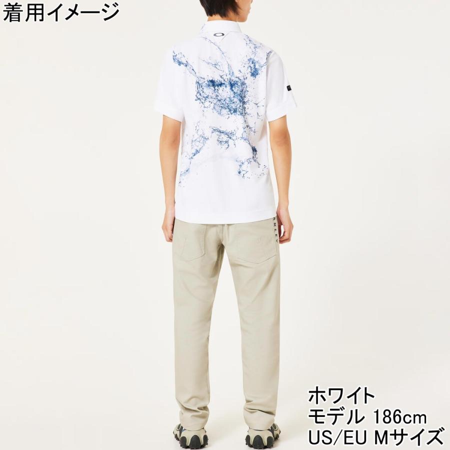 サイズ：M OAKLEY オークリー  半袖ポロシャツ ボタンダウン 総柄 ホワイト系 [240101437448] ゴルフウェア メンズ ストスト サイズ：M OAKLEY オークリー 半袖ポロシャツ ボタンダウン 総柄