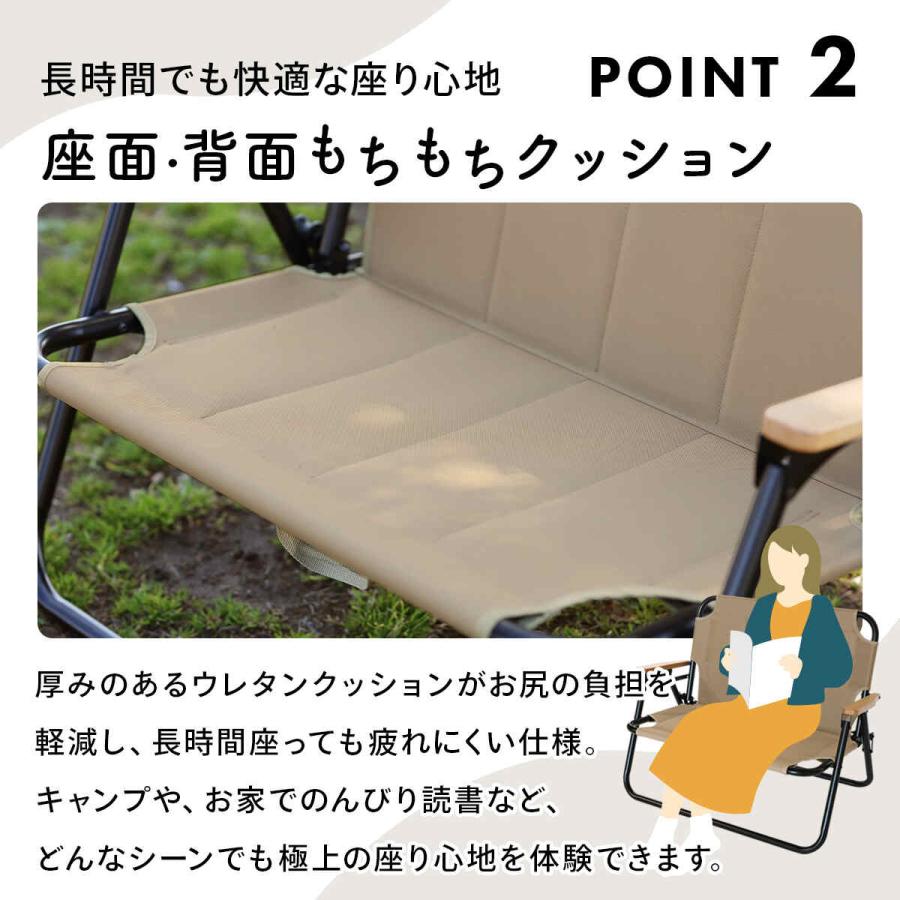 クイック キャンプ チェア サンド カーキ 2 セット QUICKCAMP（クイックキャンプ） 収束式ベンチ 二人掛け 二人用 2人用
