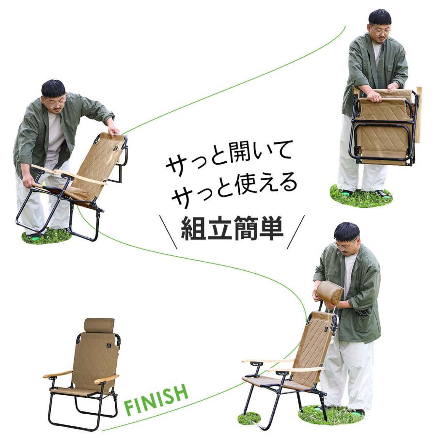 QUICKCAMP アウトドアチェア ベージュ　3脚セット QUICKCAMP（クイックキャンプ） 折りたたみリクライニングチェア