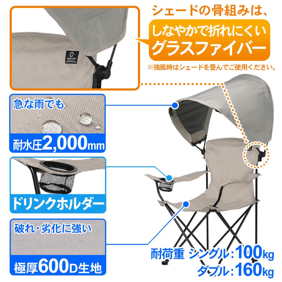 QUICKCAMP（クイックキャンプ） 屋根付きチェア シェードチェア 日よけ